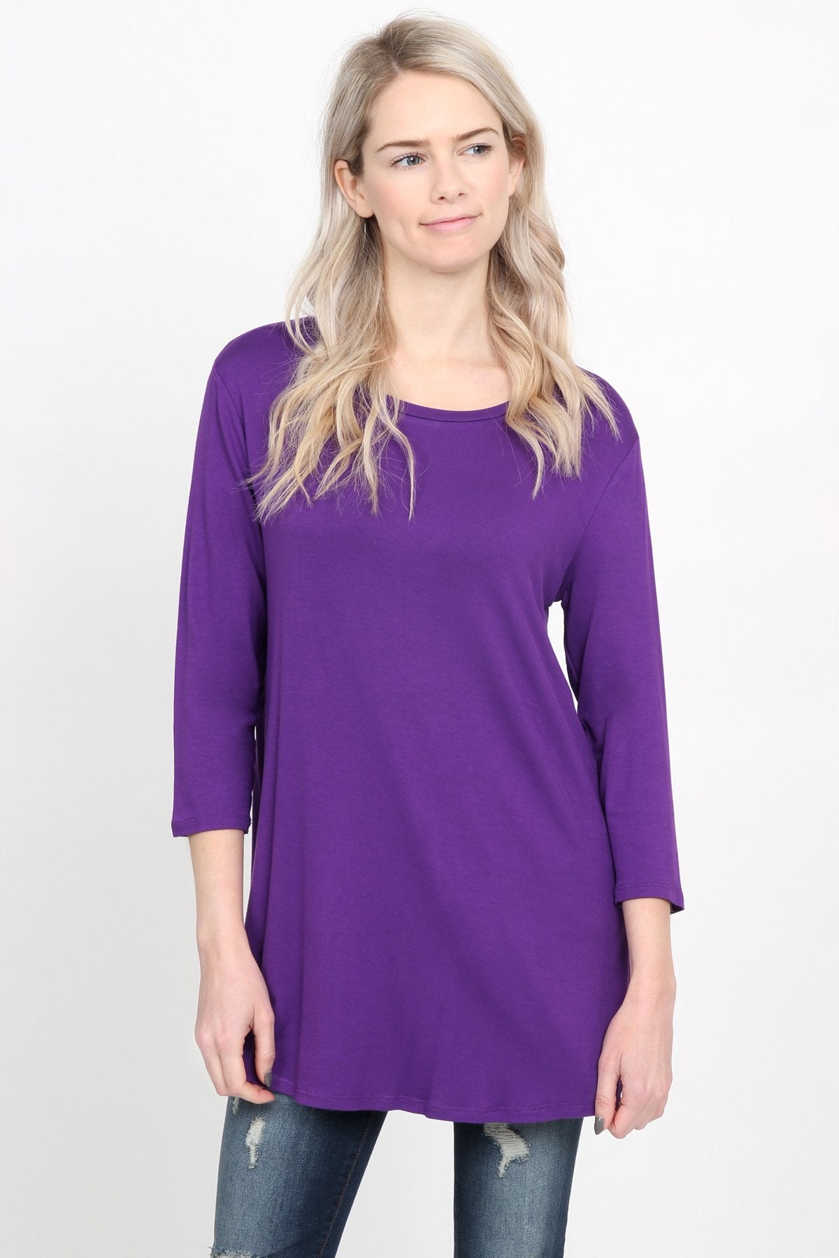 Premium 3/4 Sleeve Dolphin Hem Top