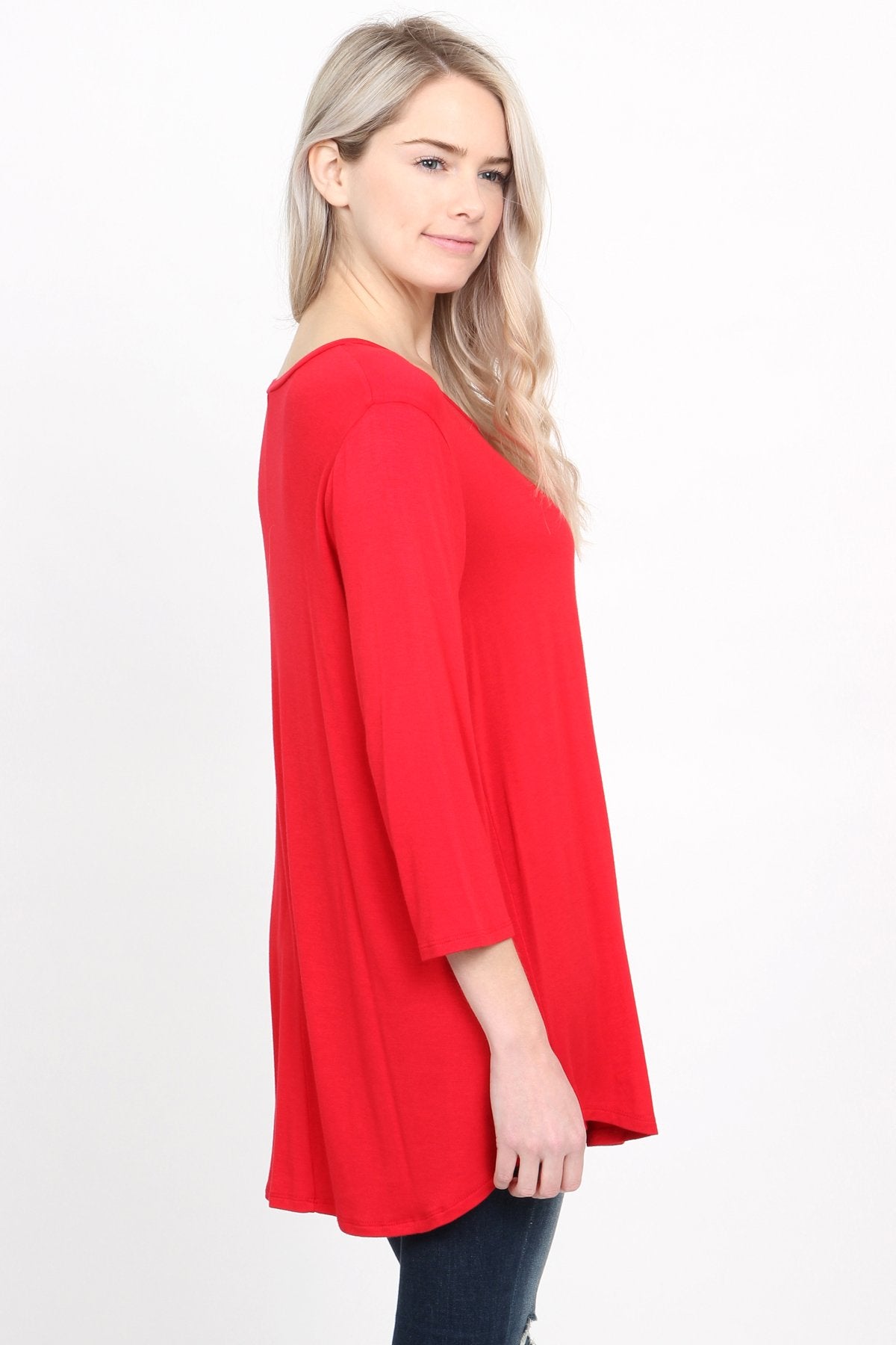 Premium 3/4 Sleeve Dolphin Hem Top