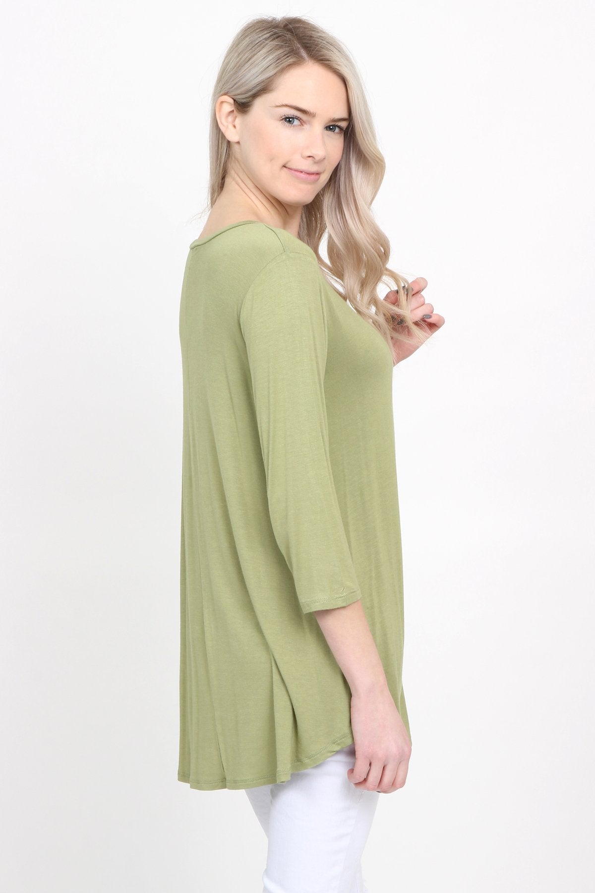 Premium 3/4 Sleeve Dolphin Hem Top