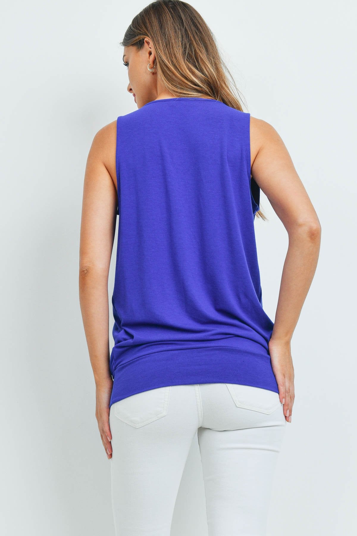 Sleeveless Pleated Top With Waistband