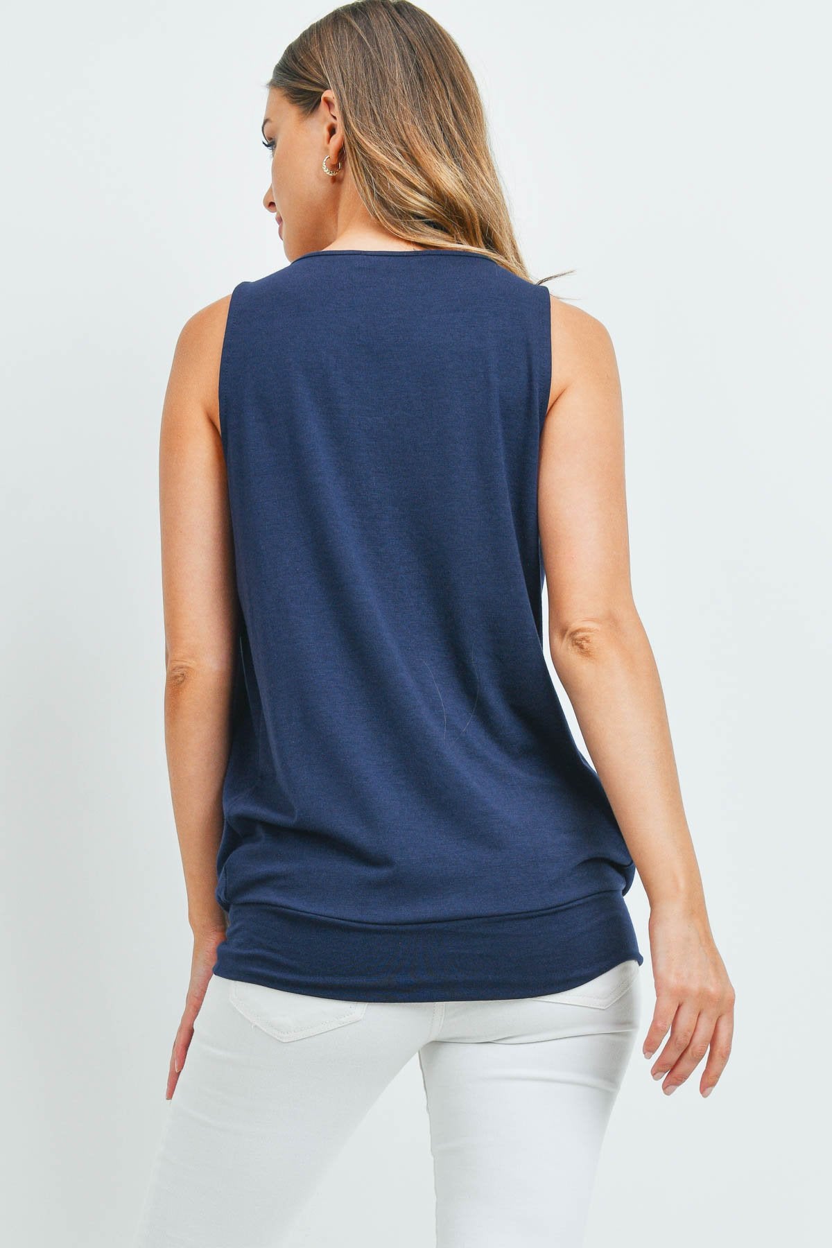 Sleeveless Pleated Top With Waistband
