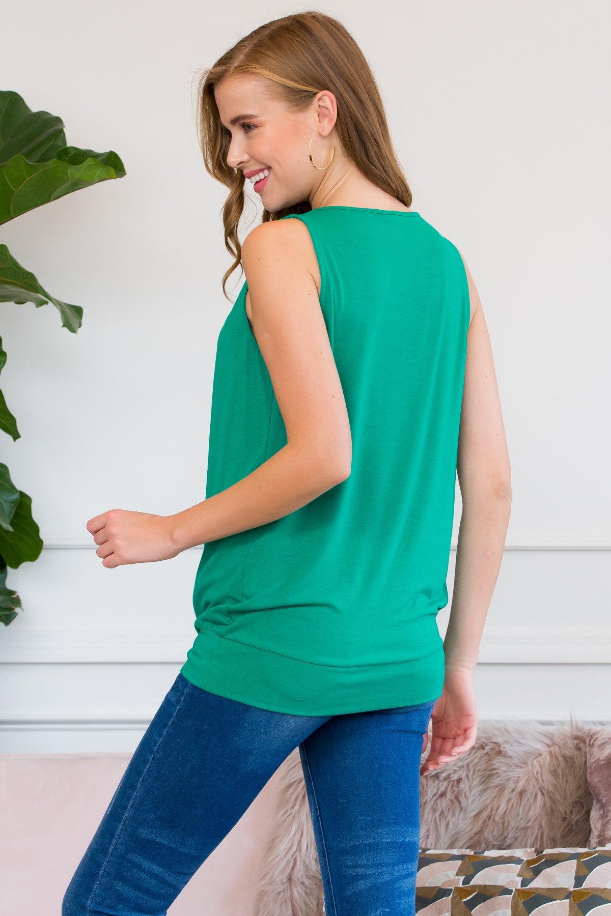 Sleeveless Pleated Top With Waistband