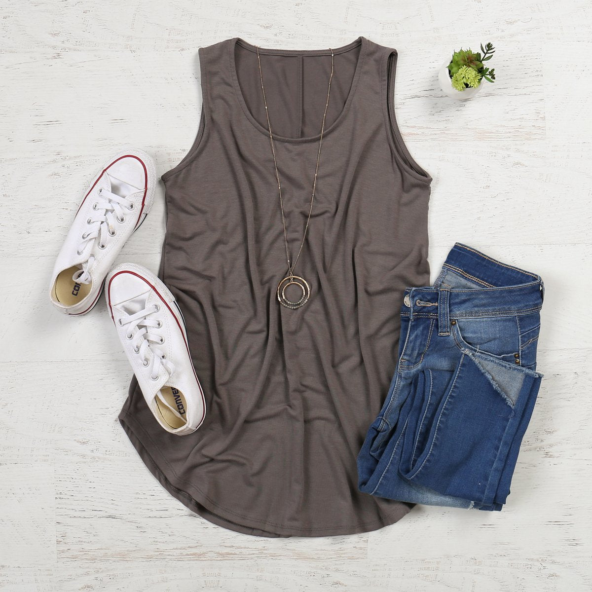 Premium Sleeveless Round Neck Round Hem Top