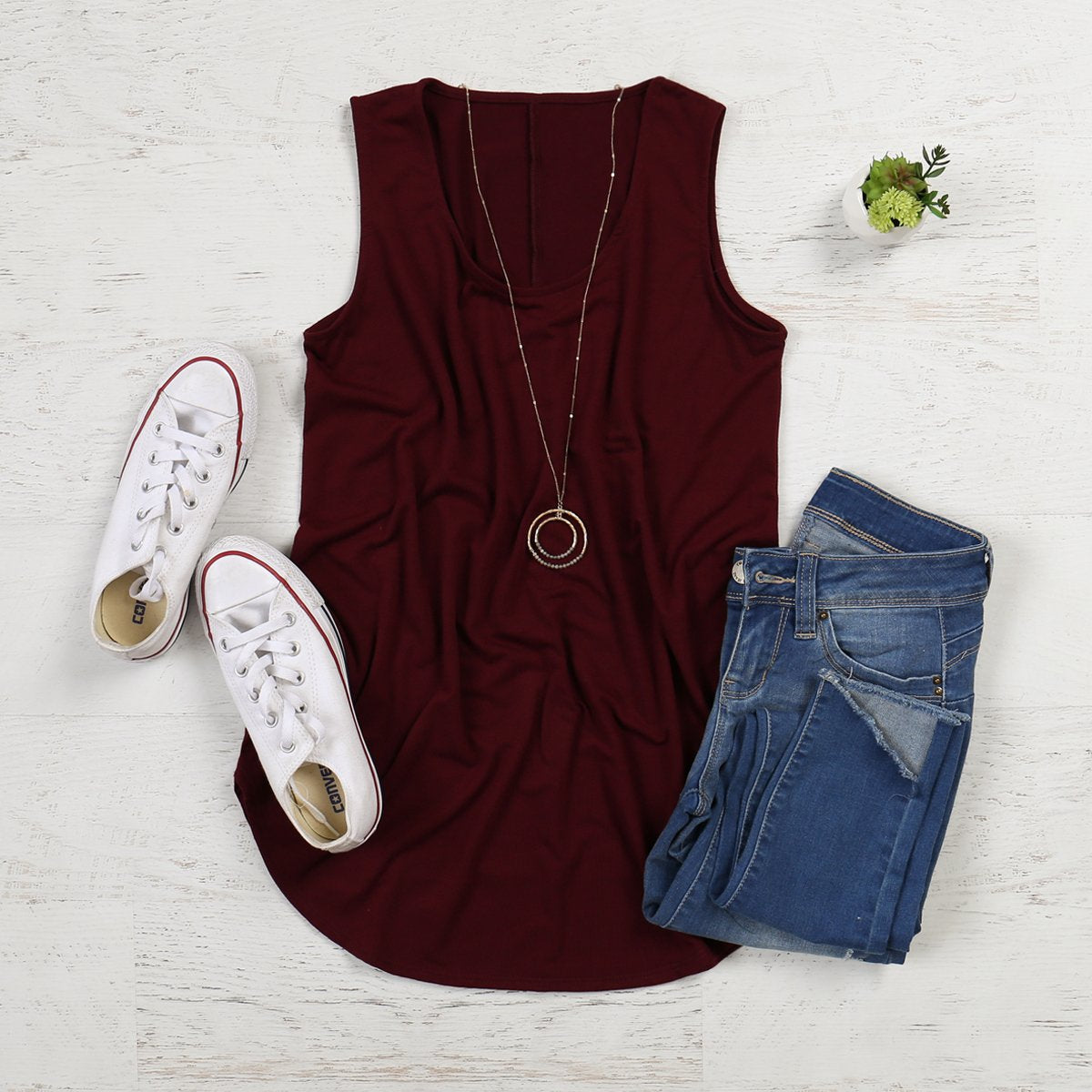 Premium Sleeveless Round Neck Round Hem Top