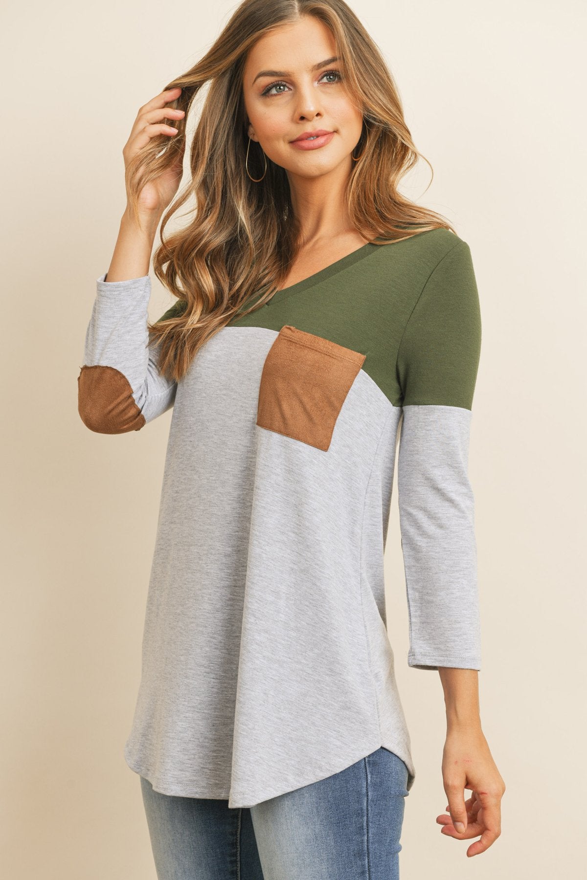 Color Block V-Neck Top