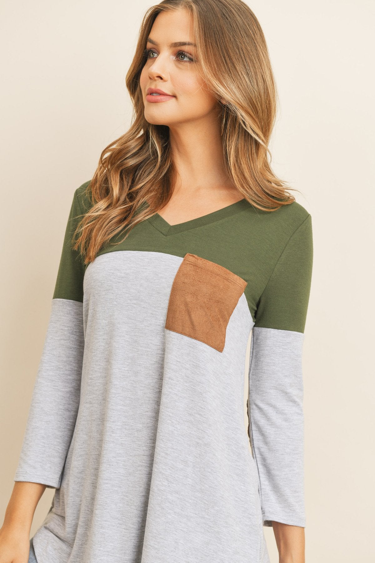 Color Block V-Neck Top
