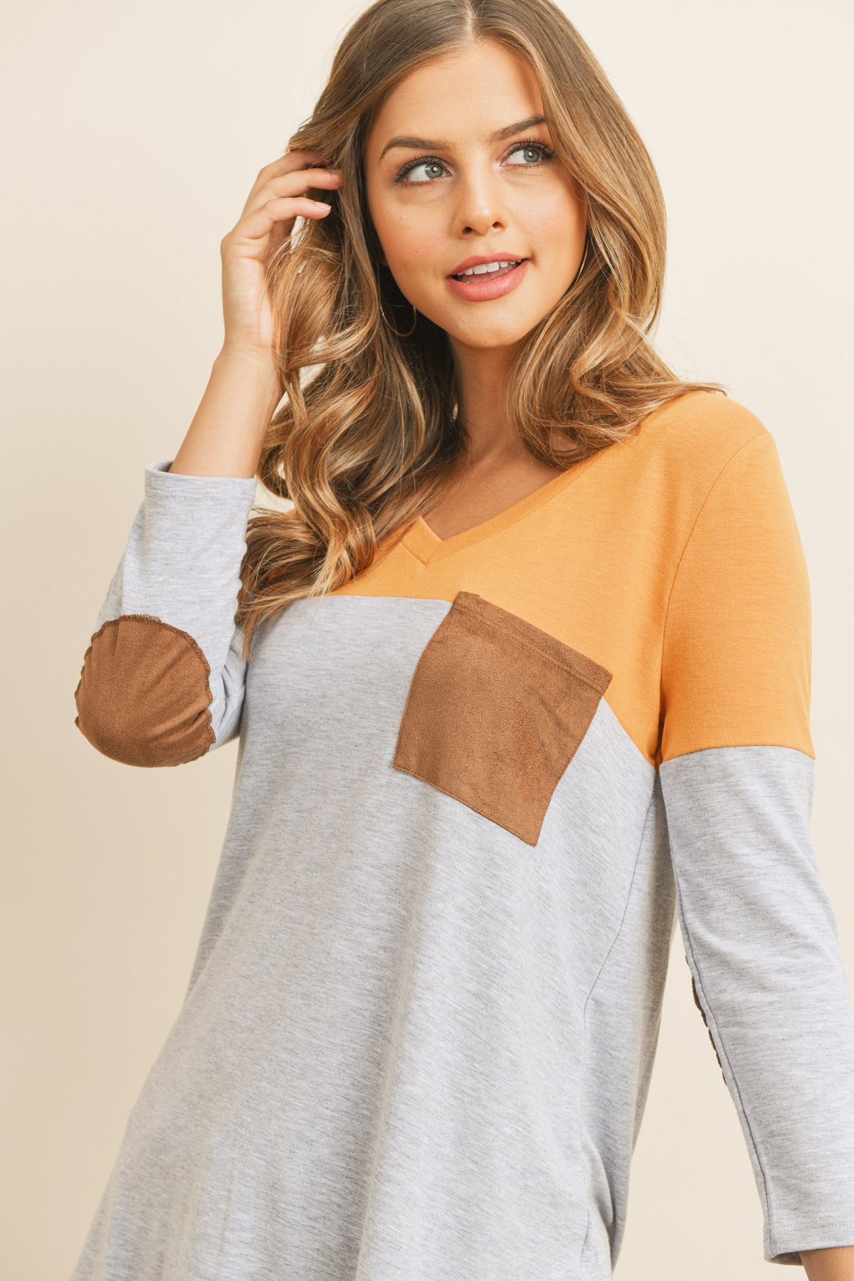 Color Block V-Neck Top