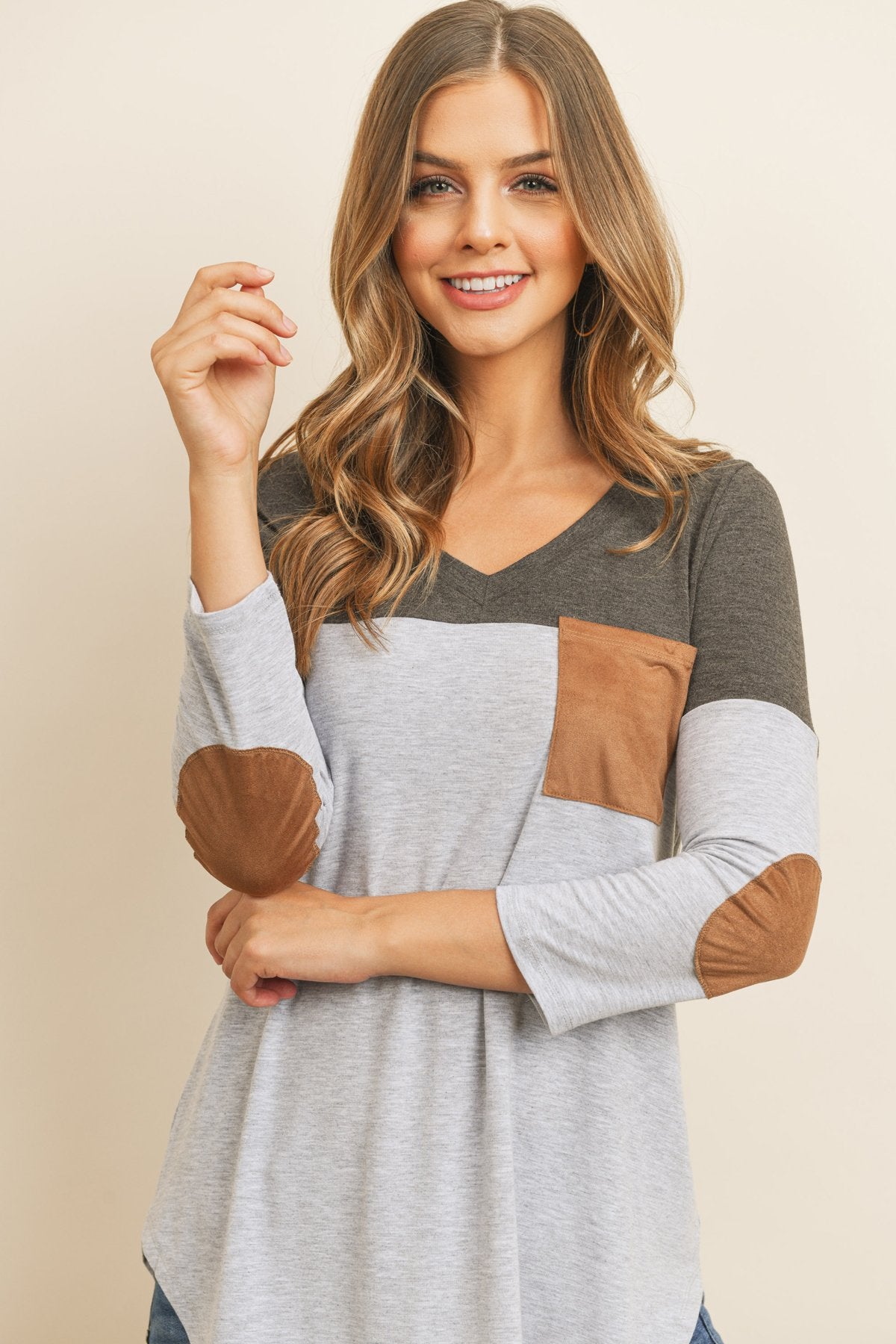 Color Block V-Neck Top
