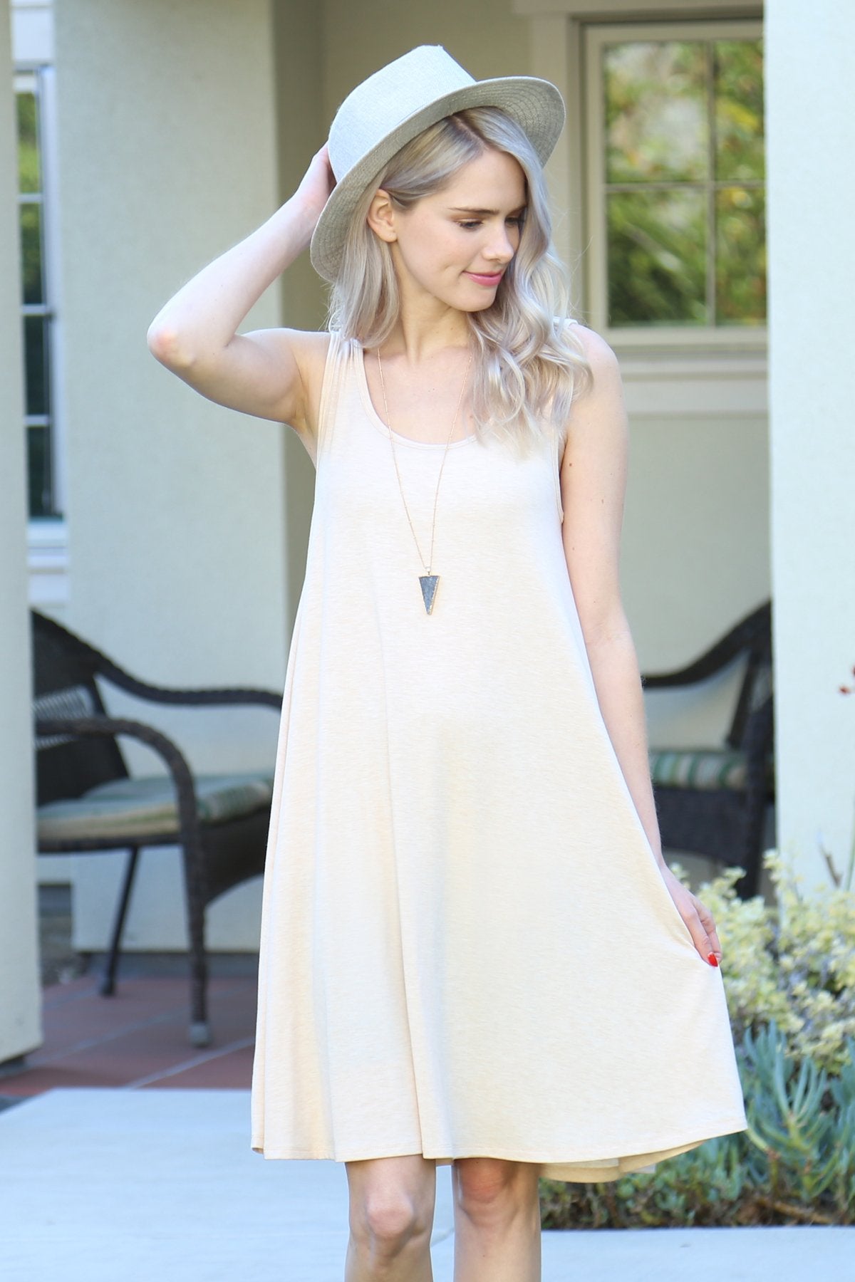 Sleeveles Flared Pocket Dress