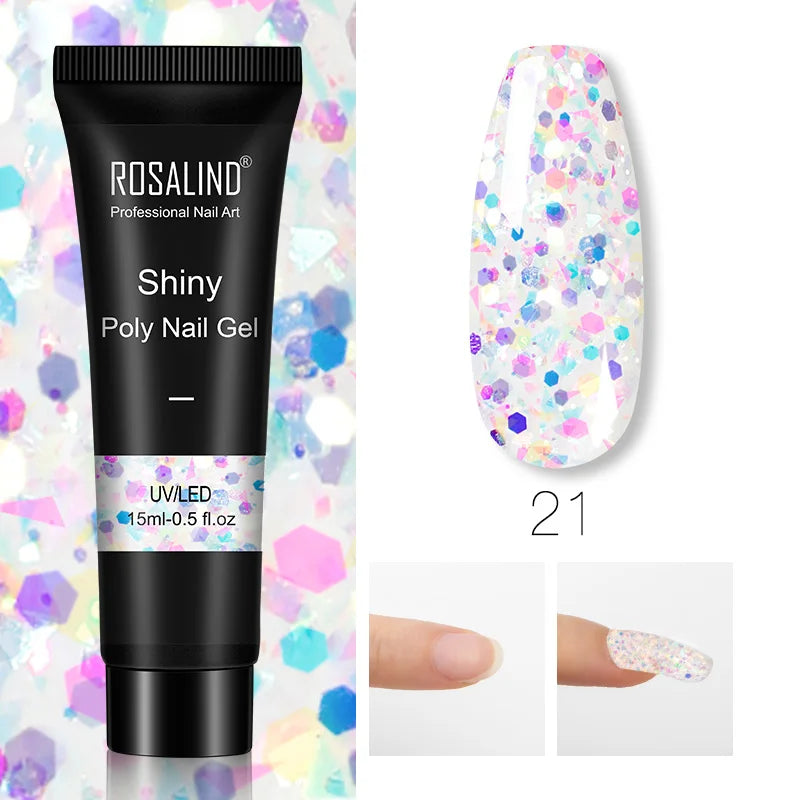 ROSALIND 15/30ml Poly Nail Gel Semi Permanent Acrylic Extension Crystal Nail Art Fast Builder Hybrid Varnish UV Poly Nail Polish
