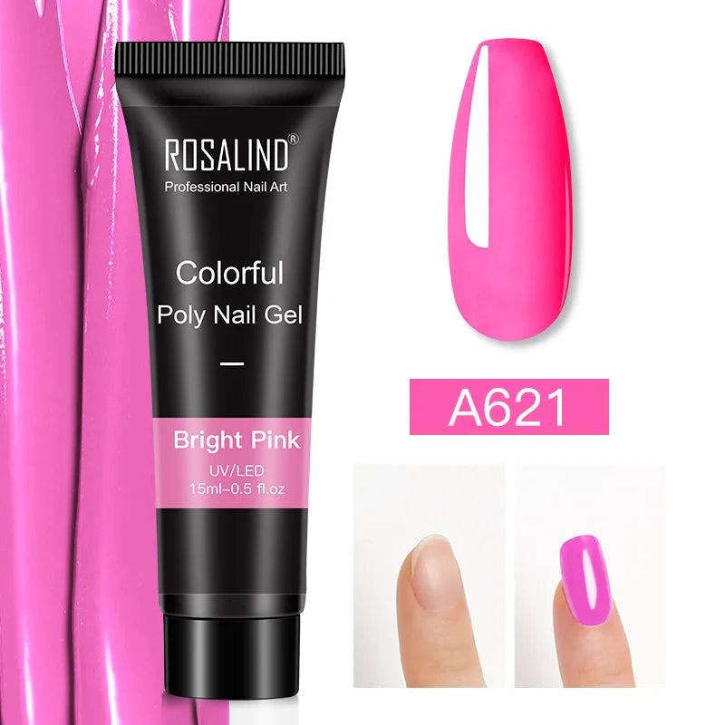 ROSALIND 15/30ml Poly Nail Gel Semi Permanent Acrylic Extension Crystal Nail Art Fast Builder Hybrid Varnish UV Poly Nail Polish