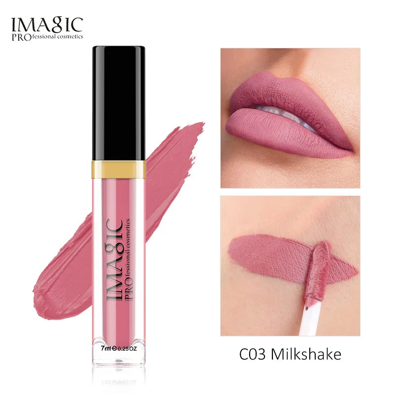 IMAGIC Matte Lip Gloss Waterproof  Liquid Lipgloss Matte Long Lasting Sexy Cosmetic Beauty Keep 24 Hours Makeup Lips