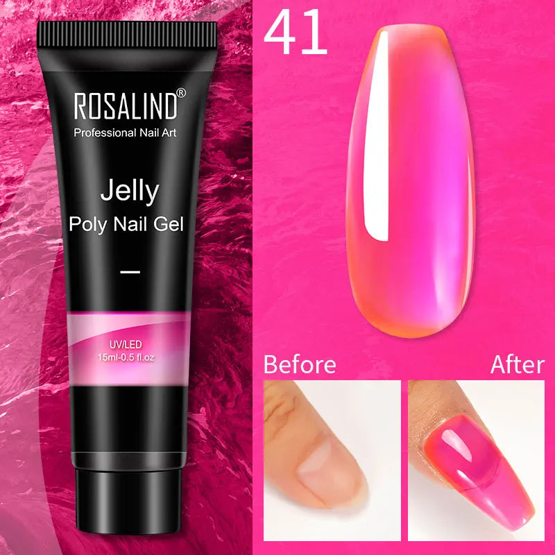 ROSALIND 15/30ml Poly Nail Gel Semi Permanent Acrylic Extension Crystal Nail Art Fast Builder Hybrid Varnish UV Poly Nail Polish