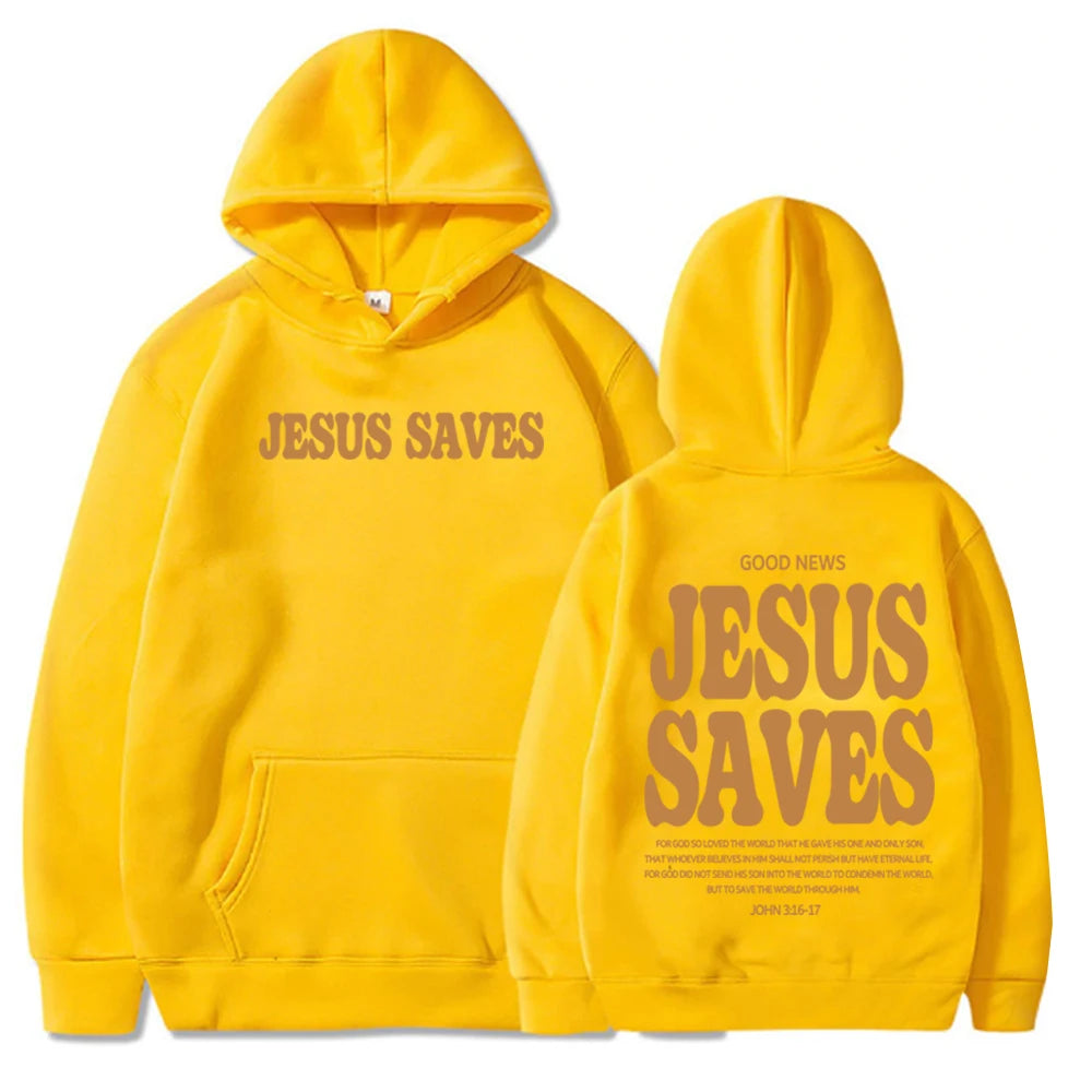 Christian Jesus Saves Hoodie Man Woman Bible Verse Faith Sweatshirt Aesthetic Pullover Tops Streetwear Gift