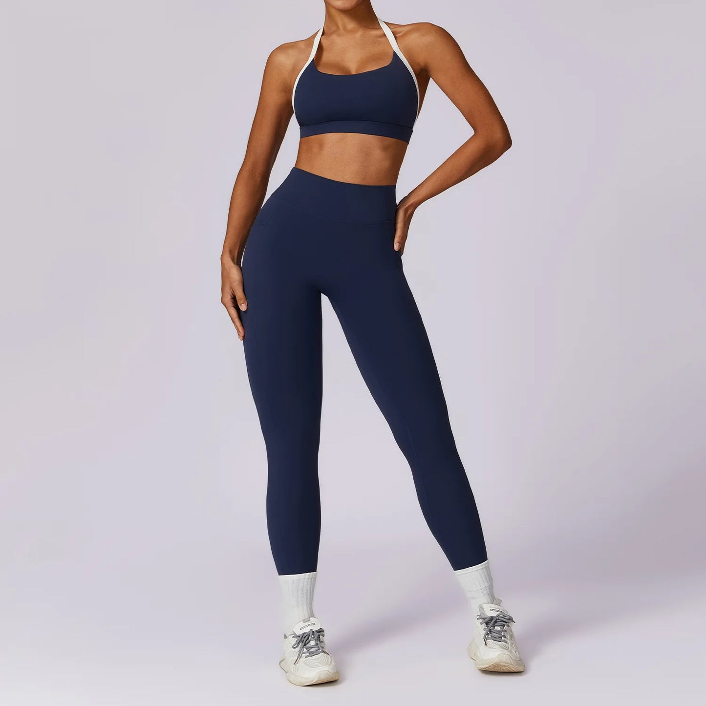2PCS Women Tracksuit Yoga Set Sport Suit Gymwear Workout Clothes Long Sleeve Gym Bra High Waist Leggings Fitness Sports Wear