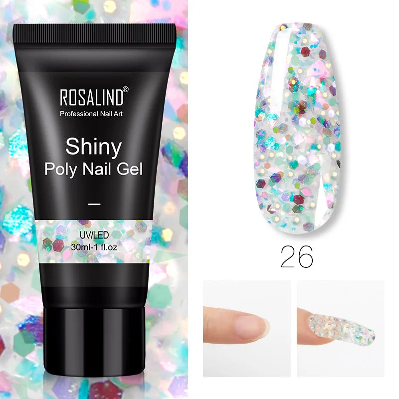ROSALIND 15/30ml Poly Nail Gel Semi Permanent Acrylic Extension Crystal Nail Art Fast Builder Hybrid Varnish UV Poly Nail Polish