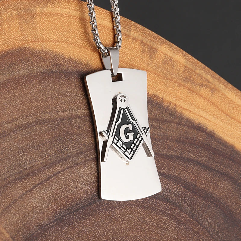 Men\'s Classic Punk Gold Plated Freemason Round Medal Pendant Necklace Hip Hop Style Rock Party Jewelry