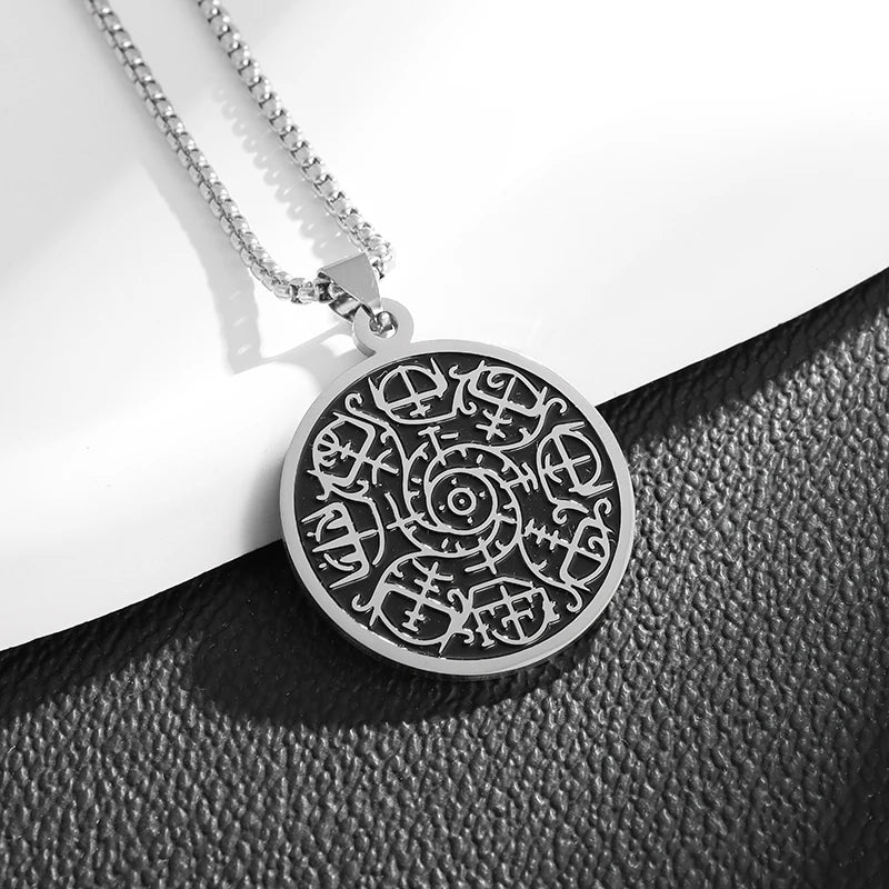 Men\'s Classic Punk Gold Plated Freemason Round Medal Pendant Necklace Hip Hop Style Rock Party Jewelry