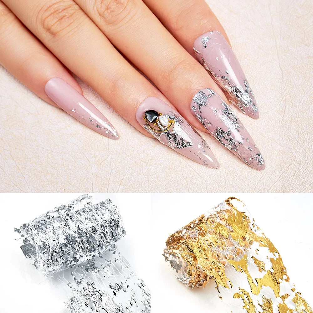 Gold Aluminum Foils 3D Mesh Nail Stickers Stripe Line Nail Art Decal Wraps Slider Manicure DIY Nail Art Decoration Accesorios