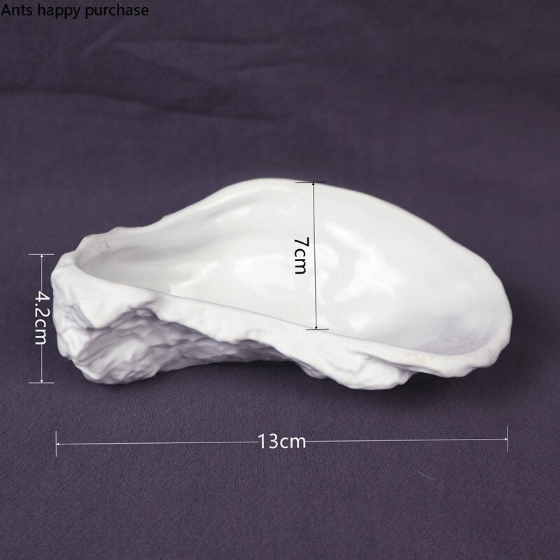 Irregular Ceramic Plate Oyster-Shaped Dinner Plate Dessert Plates Fruit Snack Tray Decorative Plates Seasoning Bowl Spice Dishes