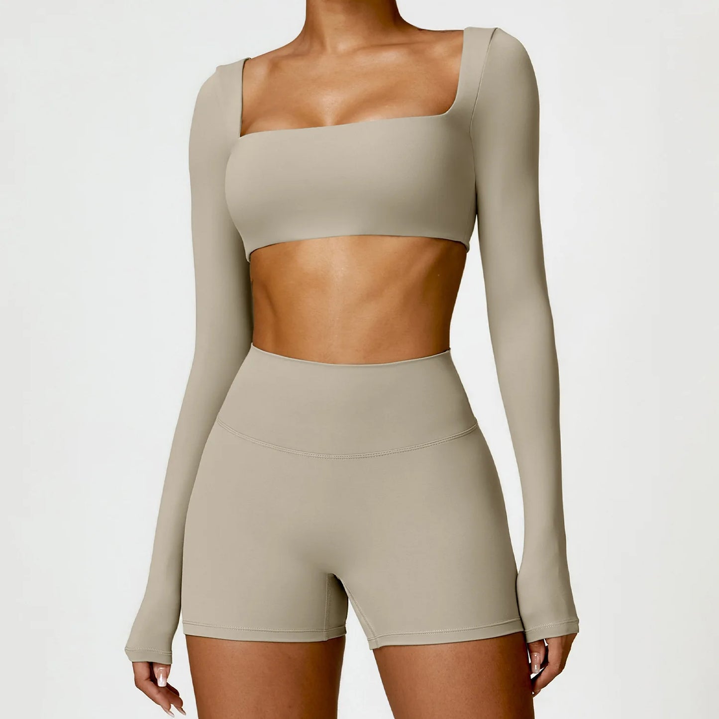 Yoga Set 2PCS Women Gym Long Sleeve Seamless Sportswear Workout Clothes Athletic Wear Legging Fitness Bra Crop Top Sports Suits