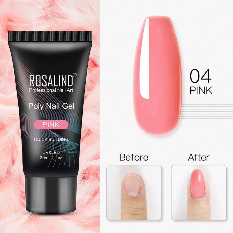 ROSALIND 15/30ml Poly Nail Gel Semi Permanent Acrylic Extension Crystal Nail Art Fast Builder Hybrid Varnish UV Poly Nail Polish