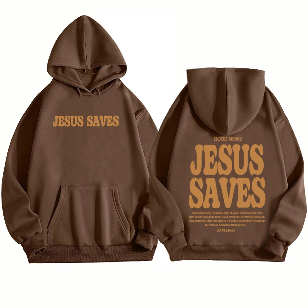 Christian Jesus Saves Hoodie Man Woman Bible Verse Faith Sweatshirt Aesthetic Pullover Tops Streetwear Gift
