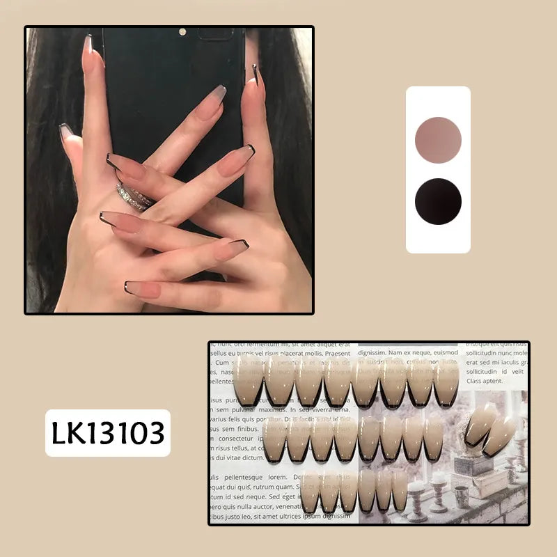 24PcsSet Wearable Press on Nail Art Full Cover Manicure Ballet Cute Nails False Removable Fake Nails With Glue Short Square Head