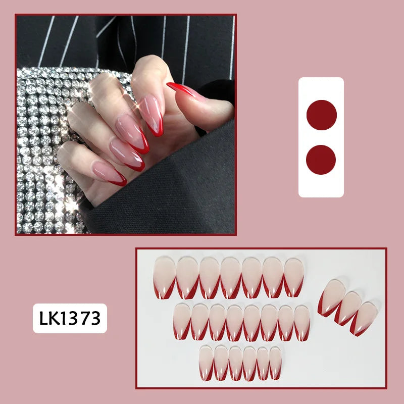 24PcsSet Wearable Press on Nail Art Full Cover Manicure Ballet Cute Nails False Removable Fake Nails With Glue Short Square Head
