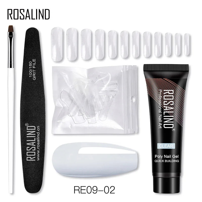 ROSALIND 15/30ml Poly Nail Gel Semi Permanent Acrylic Extension Crystal Nail Art Fast Builder Hybrid Varnish UV Poly Nail Polish