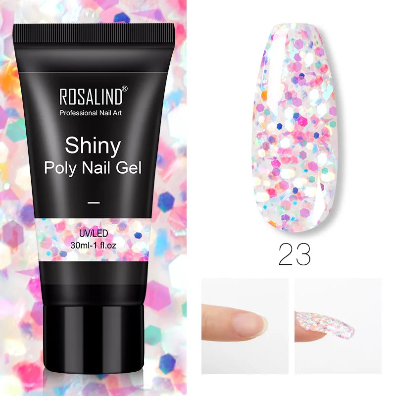 ROSALIND 15/30ml Poly Nail Gel Semi Permanent Acrylic Extension Crystal Nail Art Fast Builder Hybrid Varnish UV Poly Nail Polish