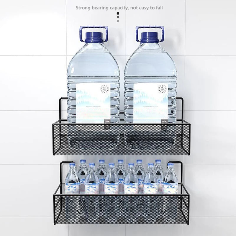 Wall-Mount Bathroom Shelf Shower Shampoo Rack Toilet Accessories Kitchen Free Punch Condiment Storage Basket Bathroom Organizer