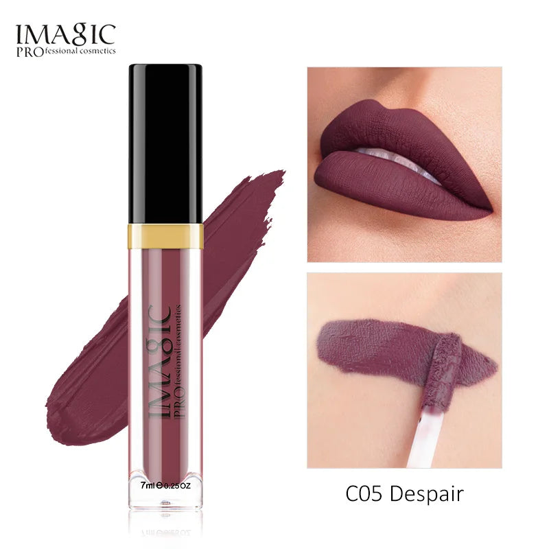 IMAGIC Matte Lip Gloss Waterproof  Liquid Lipgloss Matte Long Lasting Sexy Cosmetic Beauty Keep 24 Hours Makeup Lips