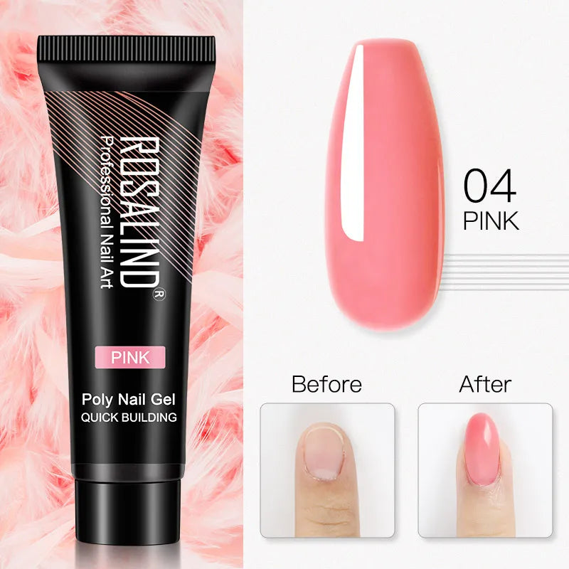 ROSALIND 15/30ml Poly Nail Gel Semi Permanent Acrylic Extension Crystal Nail Art Fast Builder Hybrid Varnish UV Poly Nail Polish