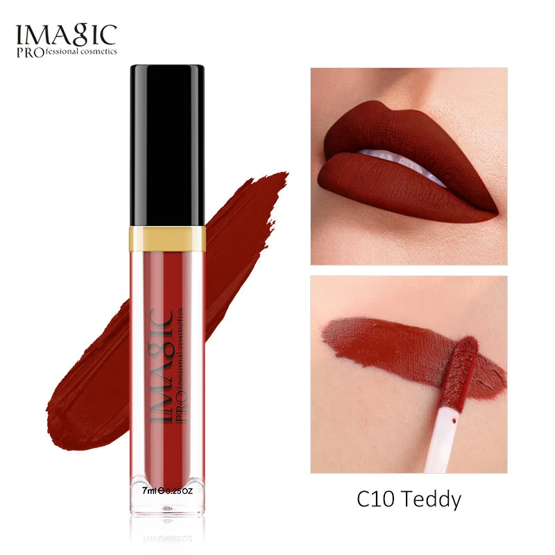 IMAGIC Matte Lip Gloss Waterproof  Liquid Lipgloss Matte Long Lasting Sexy Cosmetic Beauty Keep 24 Hours Makeup Lips