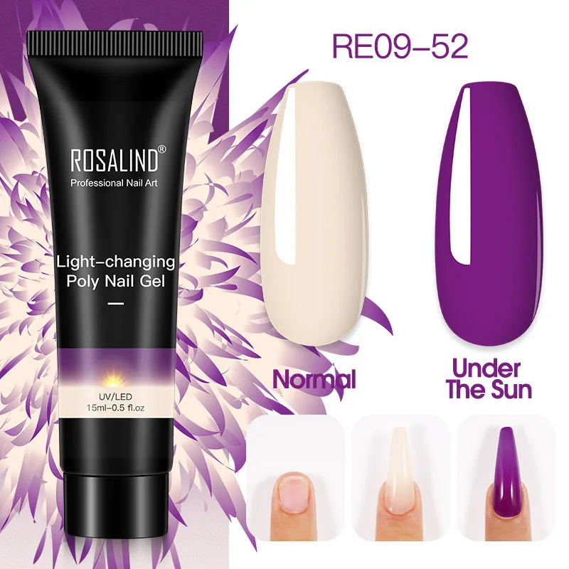 ROSALIND 15/30ml Poly Nail Gel Semi Permanent Acrylic Extension Crystal Nail Art Fast Builder Hybrid Varnish UV Poly Nail Polish