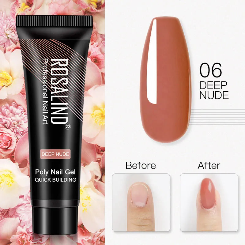 ROSALIND 15/30ml Poly Nail Gel Semi Permanent Acrylic Extension Crystal Nail Art Fast Builder Hybrid Varnish UV Poly Nail Polish