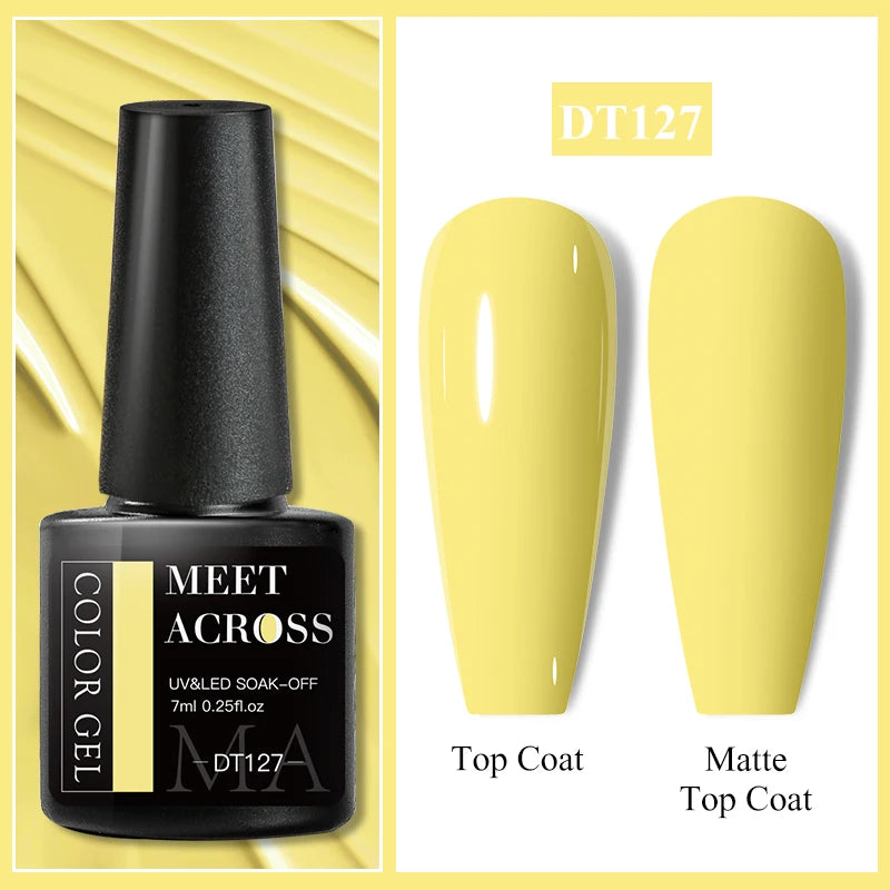 MEET ACROSS 7ml Auroras Thermal Gel Nail Polish Gold Glitter Gradient Color Changing Gel Semi Permanent Nail Art UV Gel Varnish