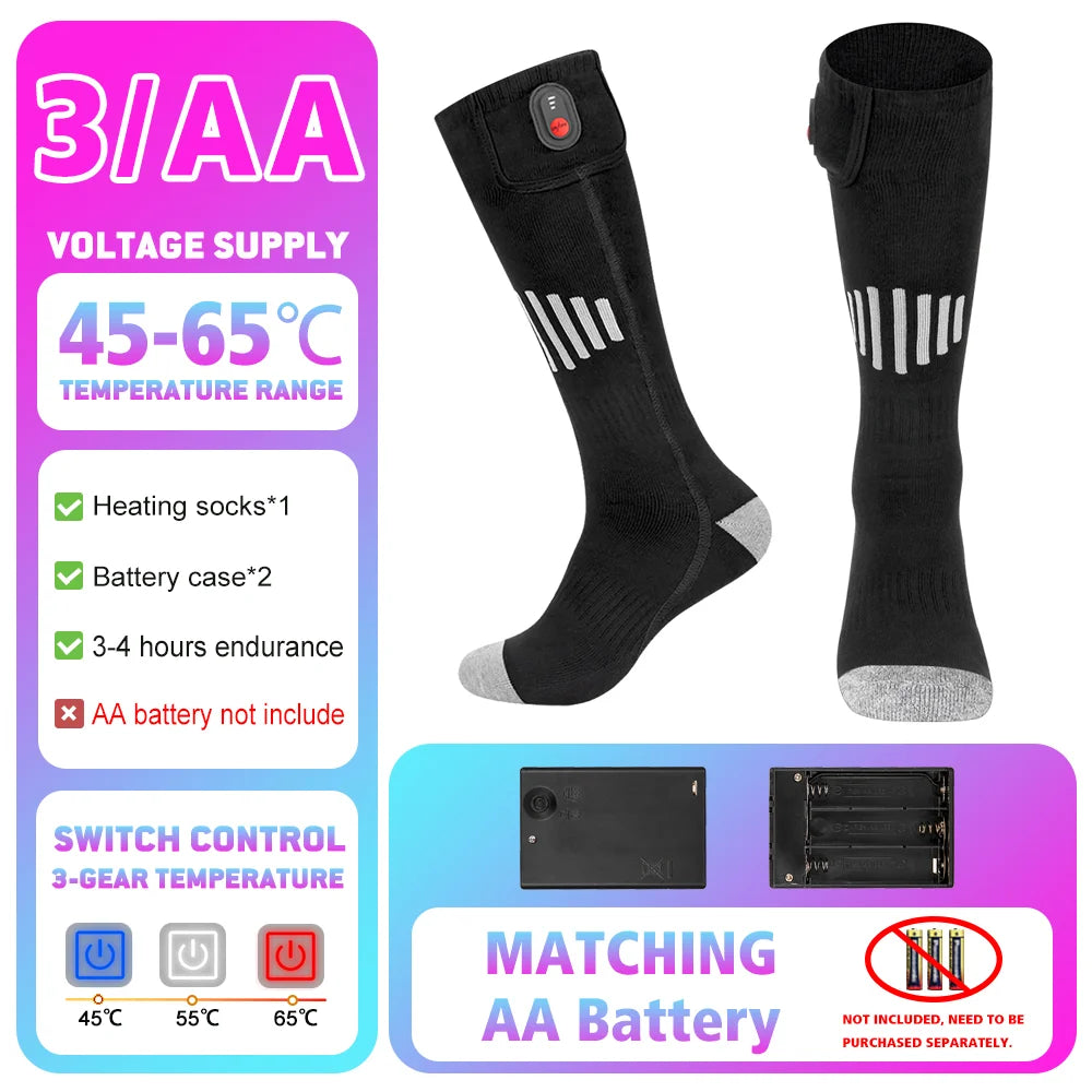 65℃ Heated Socks Winter Warmth 5000mAh USB Rechargeable Heating Socks Motorcycle Outdoor Heated Boots Snowmobile Skiing Sock