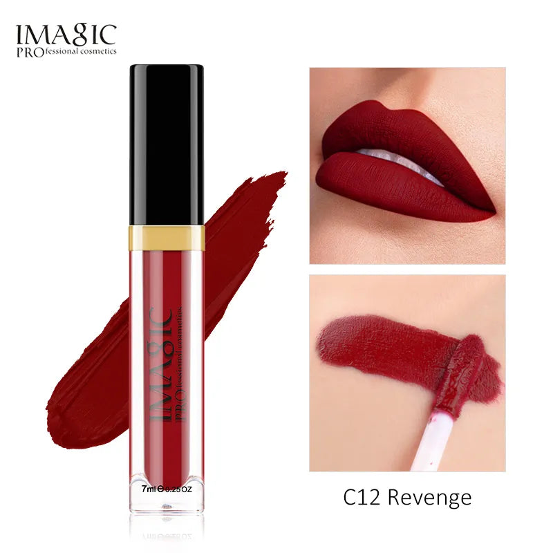 IMAGIC Matte Lip Gloss Waterproof  Liquid Lipgloss Matte Long Lasting Sexy Cosmetic Beauty Keep 24 Hours Makeup Lips