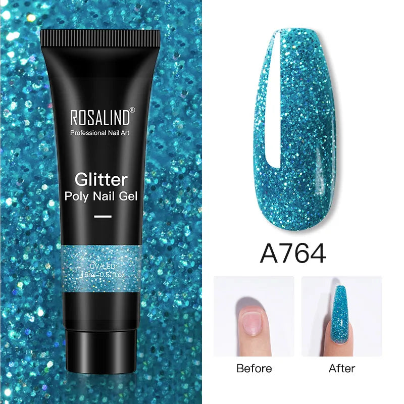 ROSALIND 15/30ml Poly Nail Gel Semi Permanent Acrylic Extension Crystal Nail Art Fast Builder Hybrid Varnish UV Poly Nail Polish