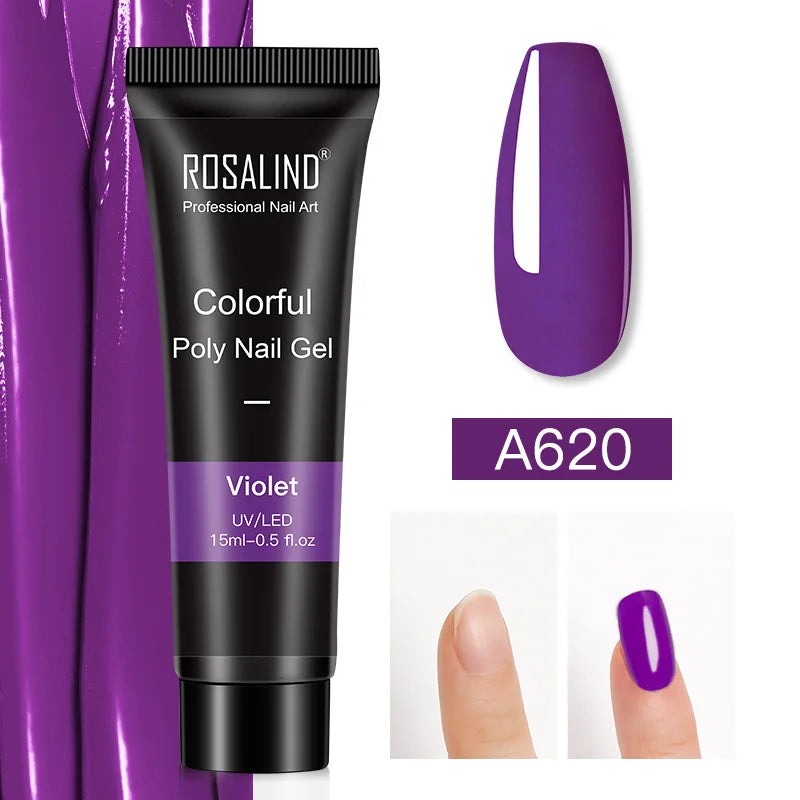 ROSALIND 15/30ml Poly Nail Gel Semi Permanent Acrylic Extension Crystal Nail Art Fast Builder Hybrid Varnish UV Poly Nail Polish