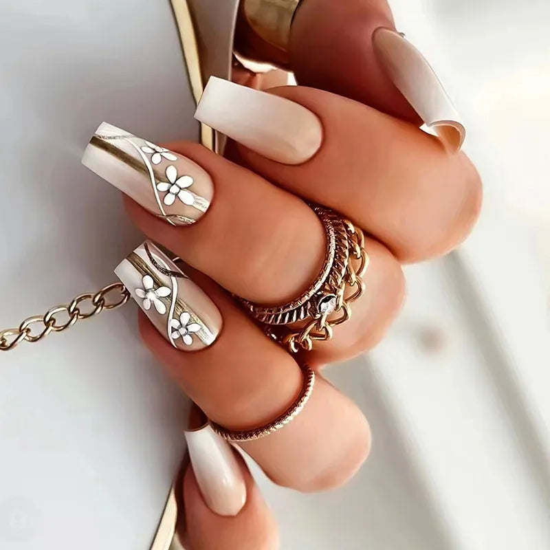 24Pcs Press on Nails Wearable Fake Nails Pink Gradient Glitter Butterfly Rhinestones False Nail Full Cover Acrylic Nail Tips