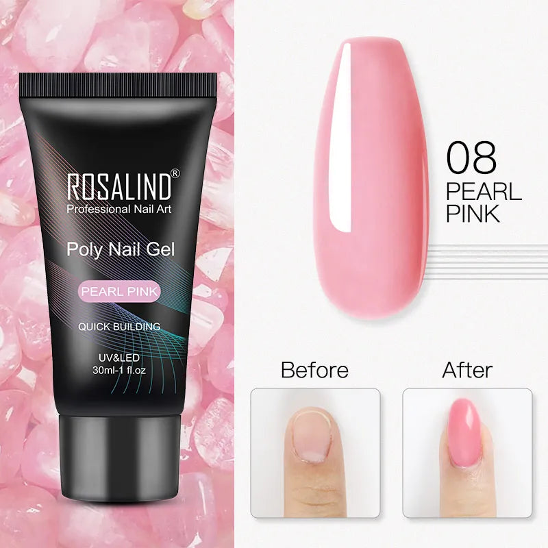 ROSALIND 15/30ml Poly Nail Gel Semi Permanent Acrylic Extension Crystal Nail Art Fast Builder Hybrid Varnish UV Poly Nail Polish
