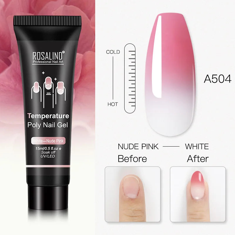 ROSALIND 15/30ml Poly Nail Gel Semi Permanent Acrylic Extension Crystal Nail Art Fast Builder Hybrid Varnish UV Poly Nail Polish