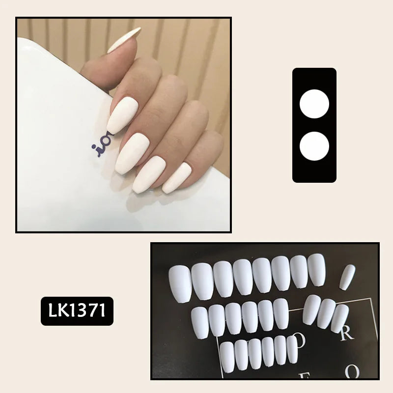 24PcsSet Wearable Press on Nail Art Full Cover Manicure Ballet Cute Nails False Removable Fake Nails With Glue Short Square Head