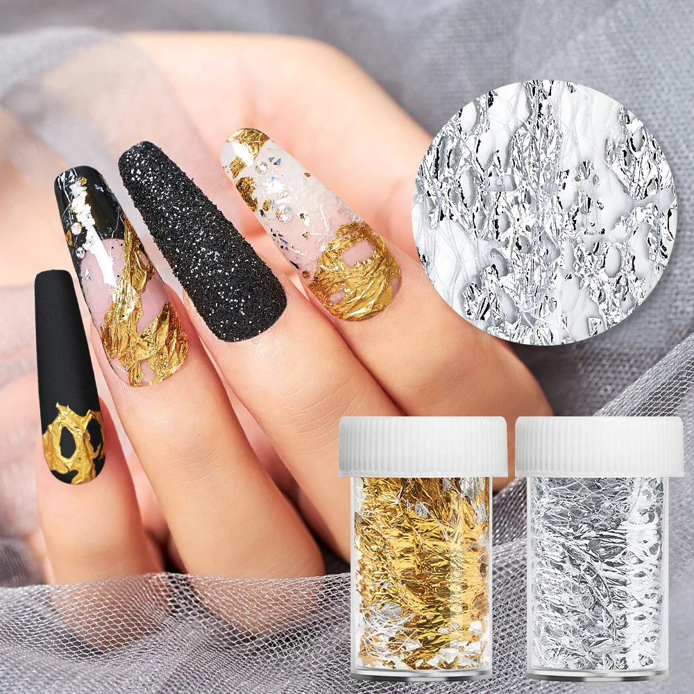 Gold Aluminum Foils 3D Mesh Nail Stickers Stripe Line Nail Art Decal Wraps Slider Manicure DIY Nail Art Decoration Accesorios