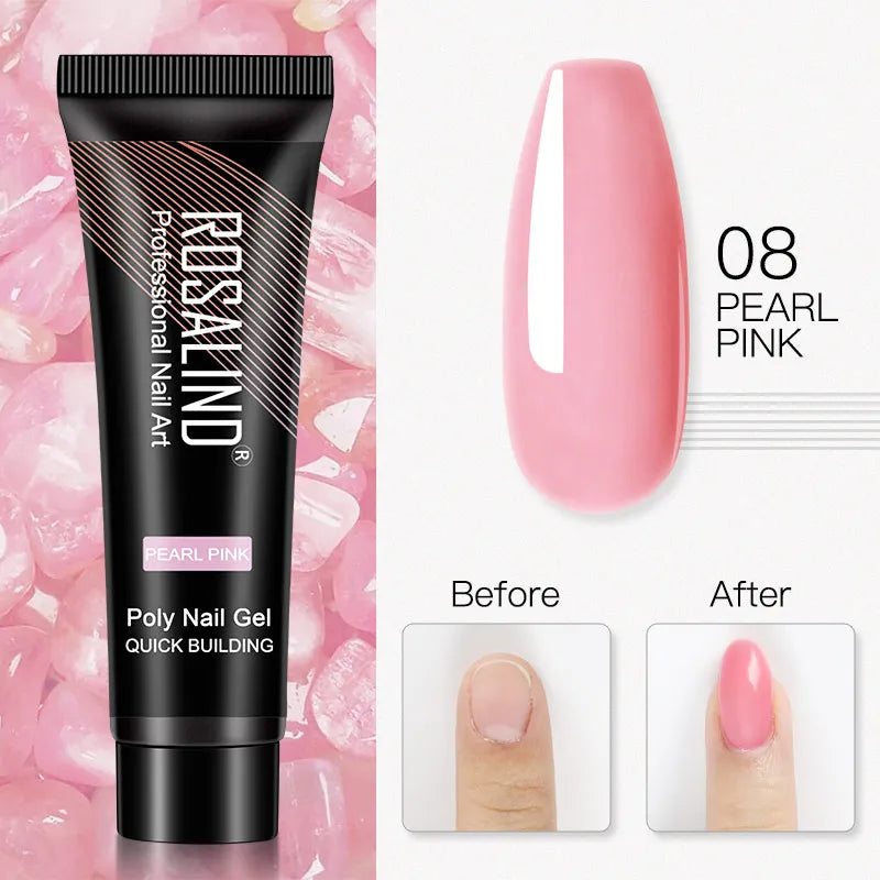 ROSALIND 15/30ml Poly Nail Gel Semi Permanent Acrylic Extension Crystal Nail Art Fast Builder Hybrid Varnish UV Poly Nail Polish