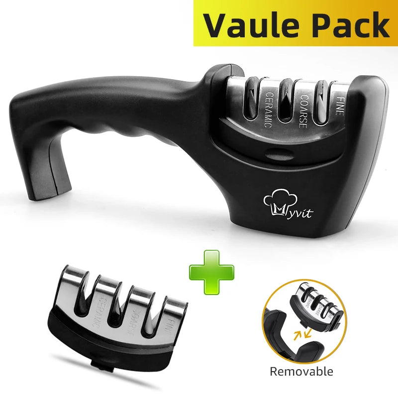 Knife Sharpener 4 in 1 Diamond Coated&Fine Rod Knife Shears and Scissors Sharpening Stone System Stainless Steel Blades