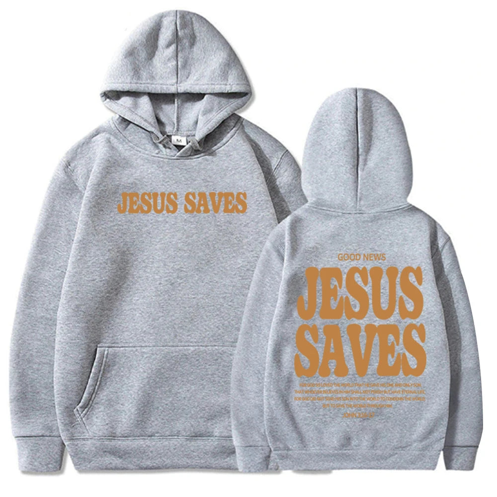 Christian Jesus Saves Hoodie Man Woman Bible Verse Faith Sweatshirt Aesthetic Pullover Tops Streetwear Gift